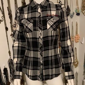 Harley-Davidson Black and White Checkered Shirt